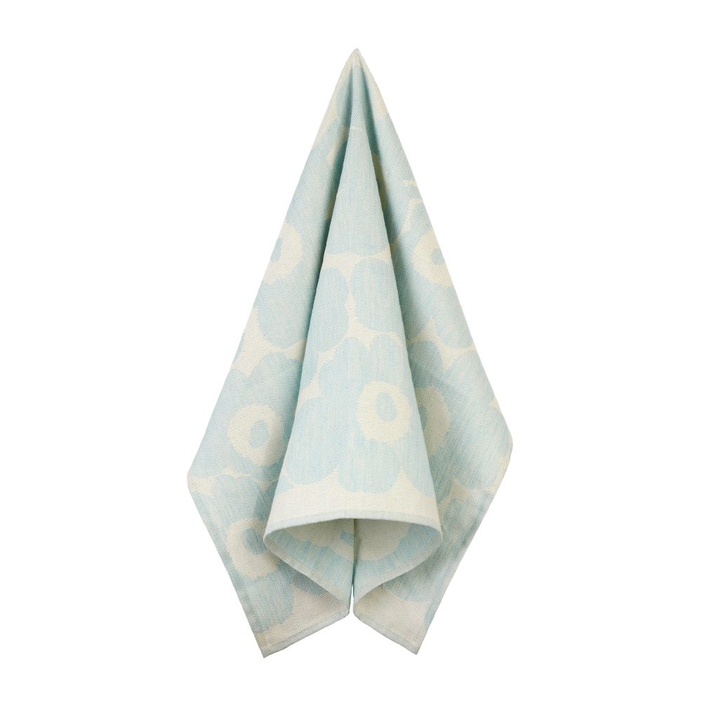 Pieni Unikko kökshandduk bomull-linne 50x70 cm, Off white-light blue