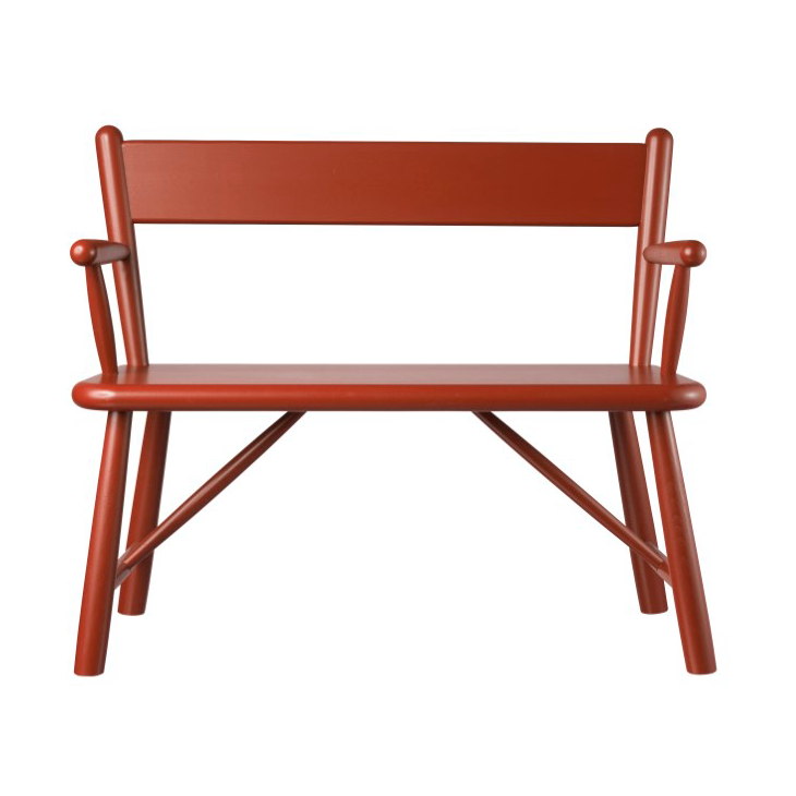 P11 barnbänk, Beech red painted