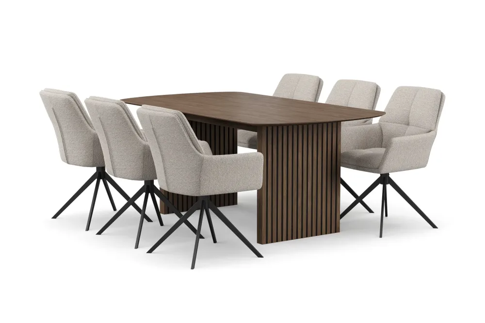 Richeto Matgrupp 180 cm med 6 Torsby Snurrstolar