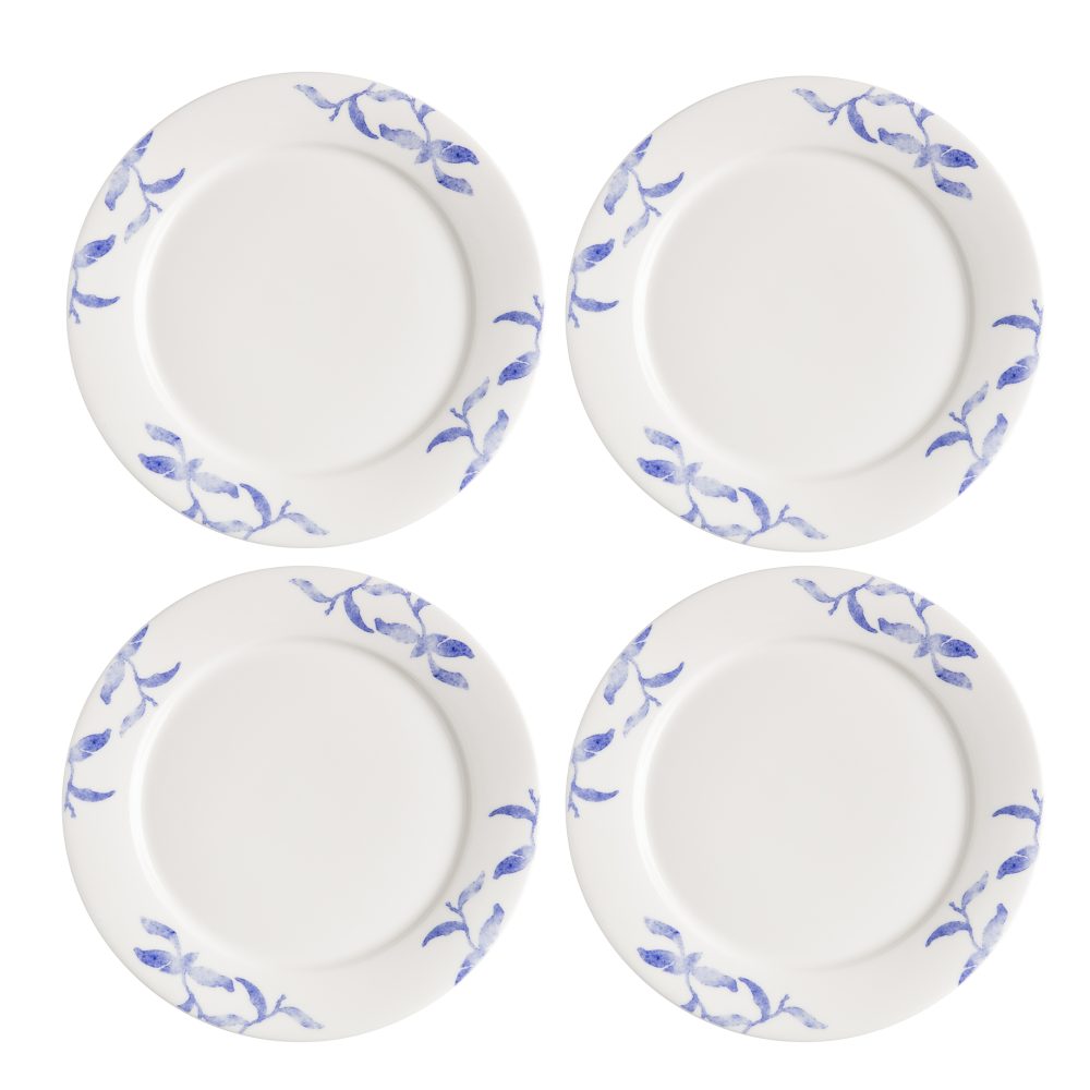 Havspil assiett 21 cm 4-pack, blå-vit