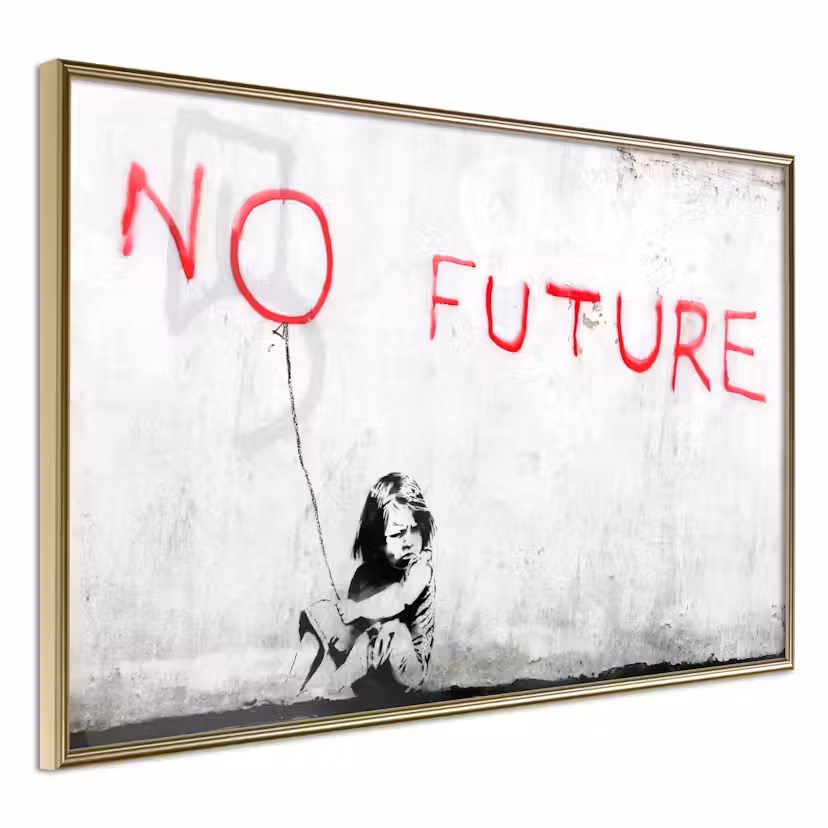 Poster Artgeist Affisch No Future Guld ram, 30x20 cm