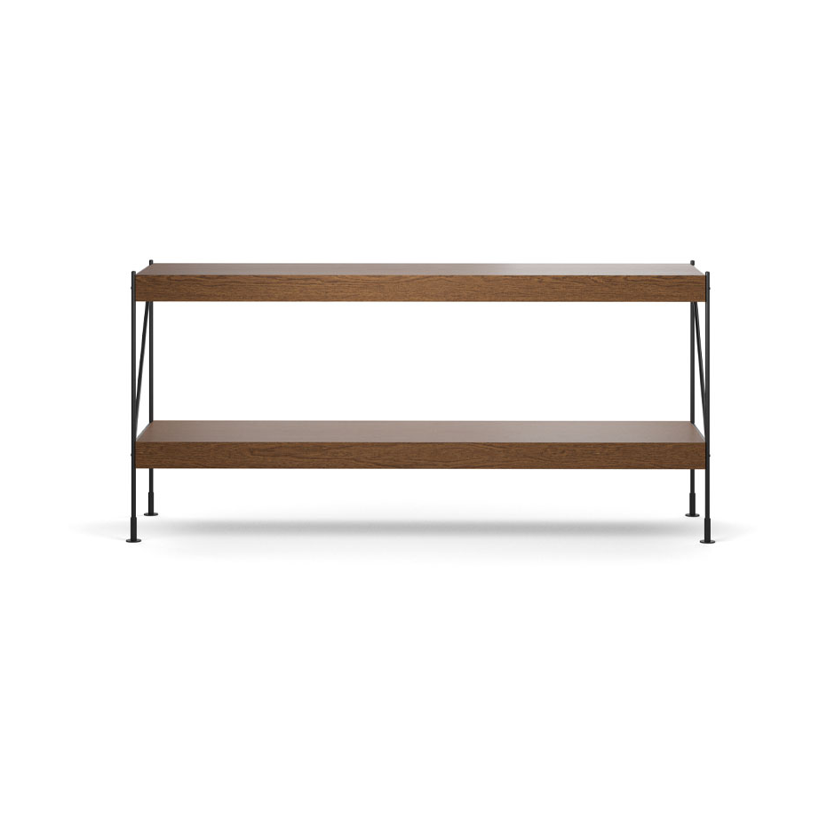 Zet hyllsystem, oak dark stained, 1x2, black steel base