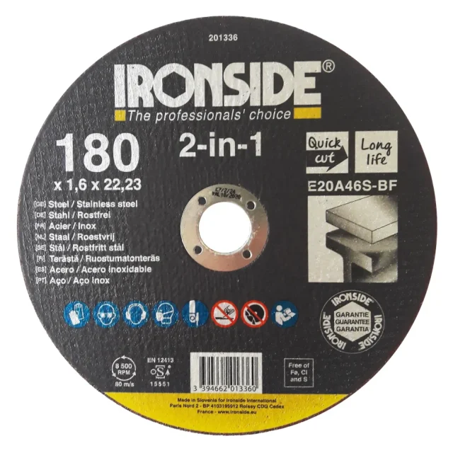 Ironside 201336 Kapskiva 180 mm, F41, E20A, 2in1 180x1.6x22 mm
