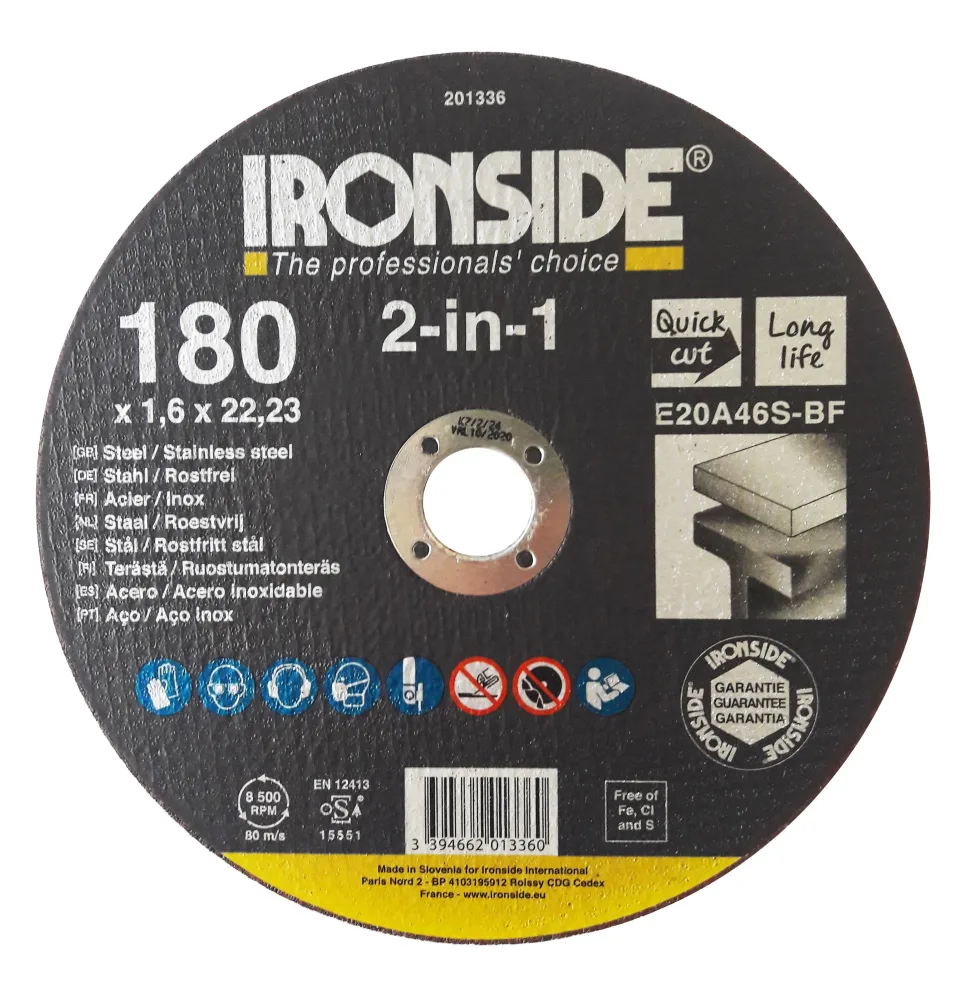 Ironside 201336 Kapskiva 180 mm, F41, E20A, 2in1 180x1.6x22 mm