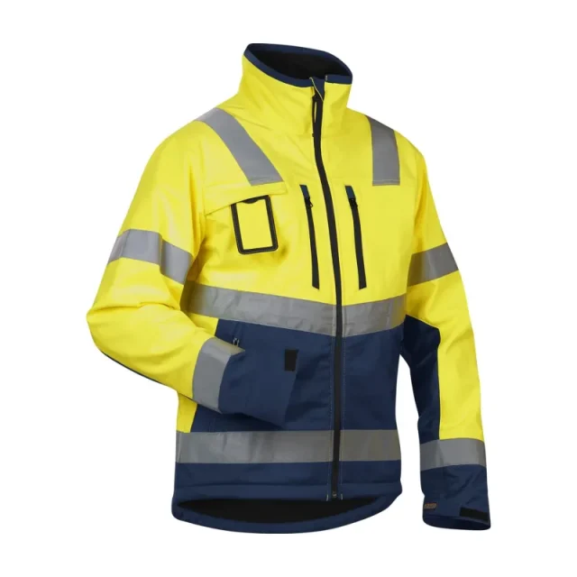 Blåkläder 490025173389XXL Softshelljacka varselgul/marinblå, varseljacka Varselgul/Marinblå