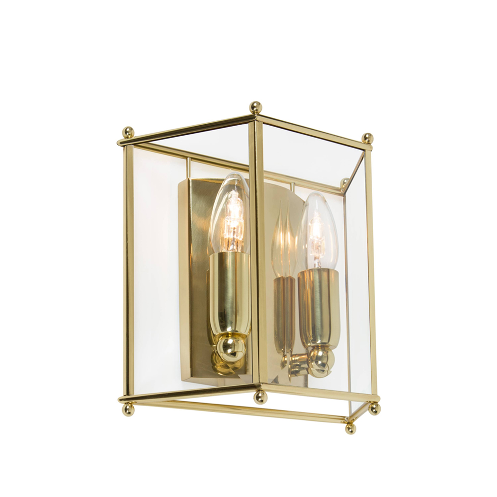 Glimminge vägglampa, glas/mässing