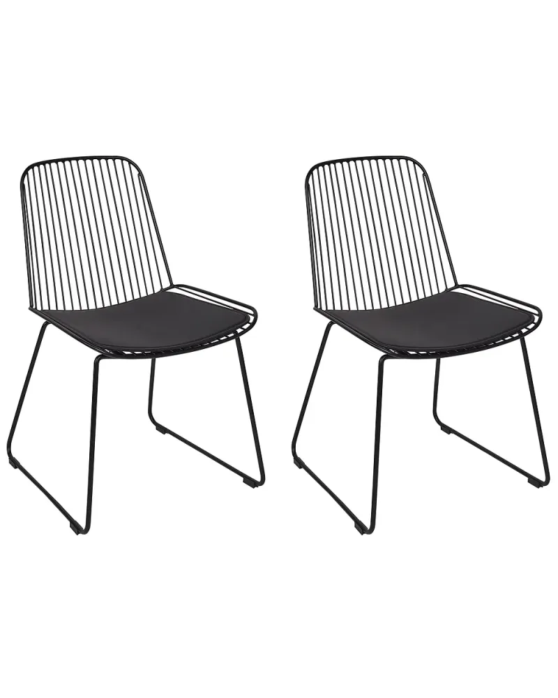 Set med 2 matstolar PENSACOLA Metall Svart