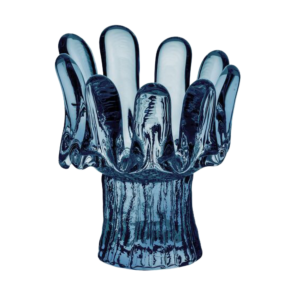 Solros ljuslykta cirkulärt glas 11,5 cm, Blå