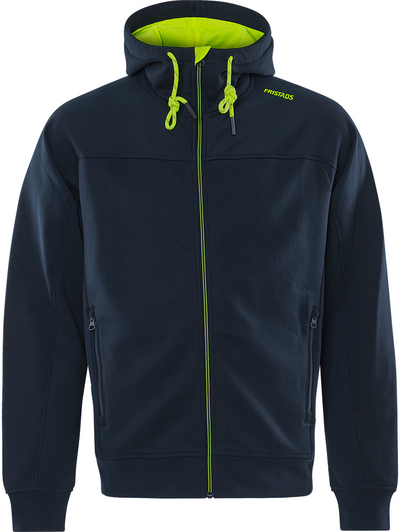 JACKA 7550 GSM SWEATSHIRT HUVA MÖRK MARINBLÅ/GUL STL L