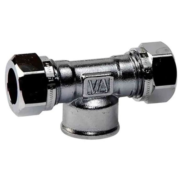 Vatette FG037675320 T-koppling förkromad, inv gänga mitten, 12 mm x G15