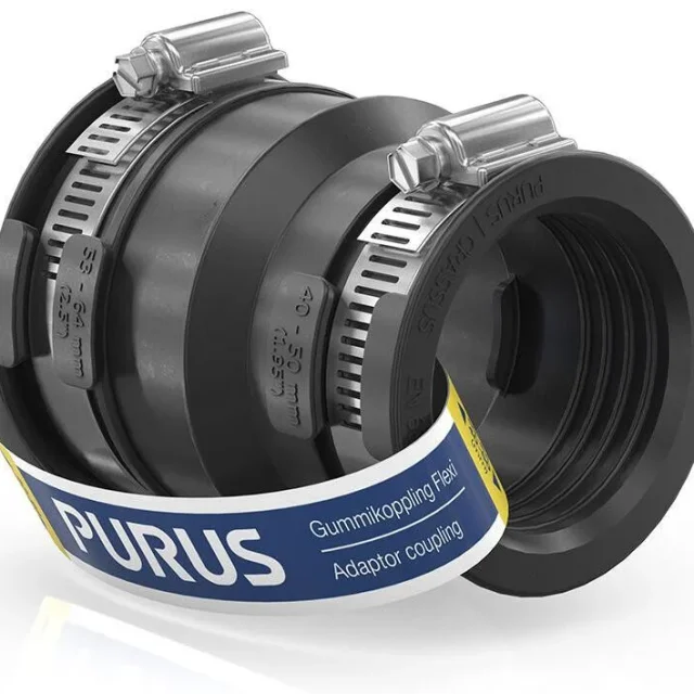 Purus Flexi 3032532 Gumminippel svart, med slangklämmor