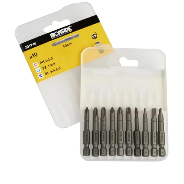 Ironside 201740 Bitssats 10 delar, spår/PH/PZ 50 mm