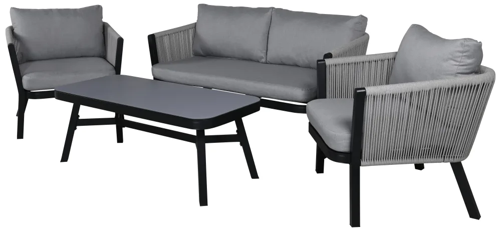 Venture Home Virya 1462-408 Loungeset soffa, bord, fåtöljer, grått/svart