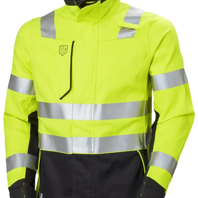 Helly Hansen Workwear Fyre 77249-369 Jacka varsel, gul/grå, flamskydd 4XL