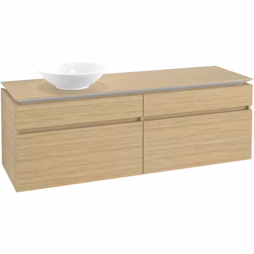 Tvättställsskåp Villeroy & Boch Legato 1600 med 4 Lådor för Fristående Tvättställ Nordisk Ek Tvättställ Vänster utan Belysning
