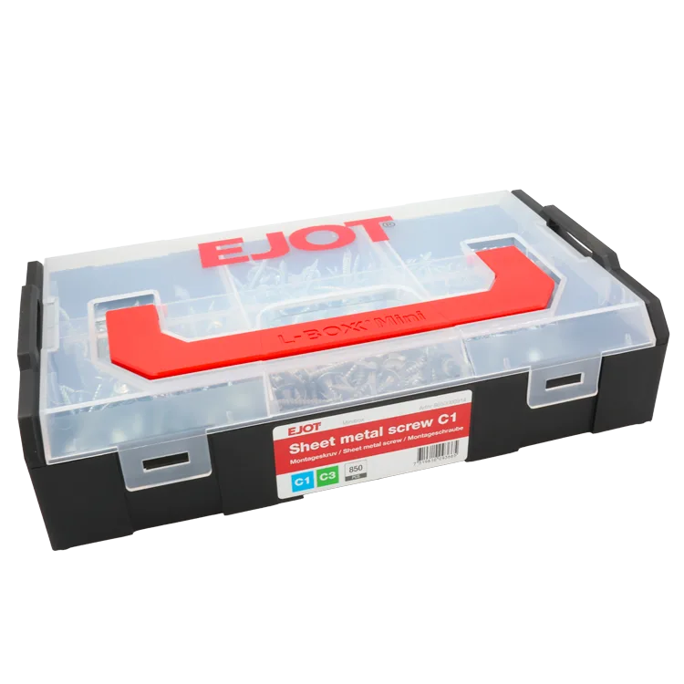 Ejot Minibox Sortimentslåda montageskruv, C1/C3, 850 delar