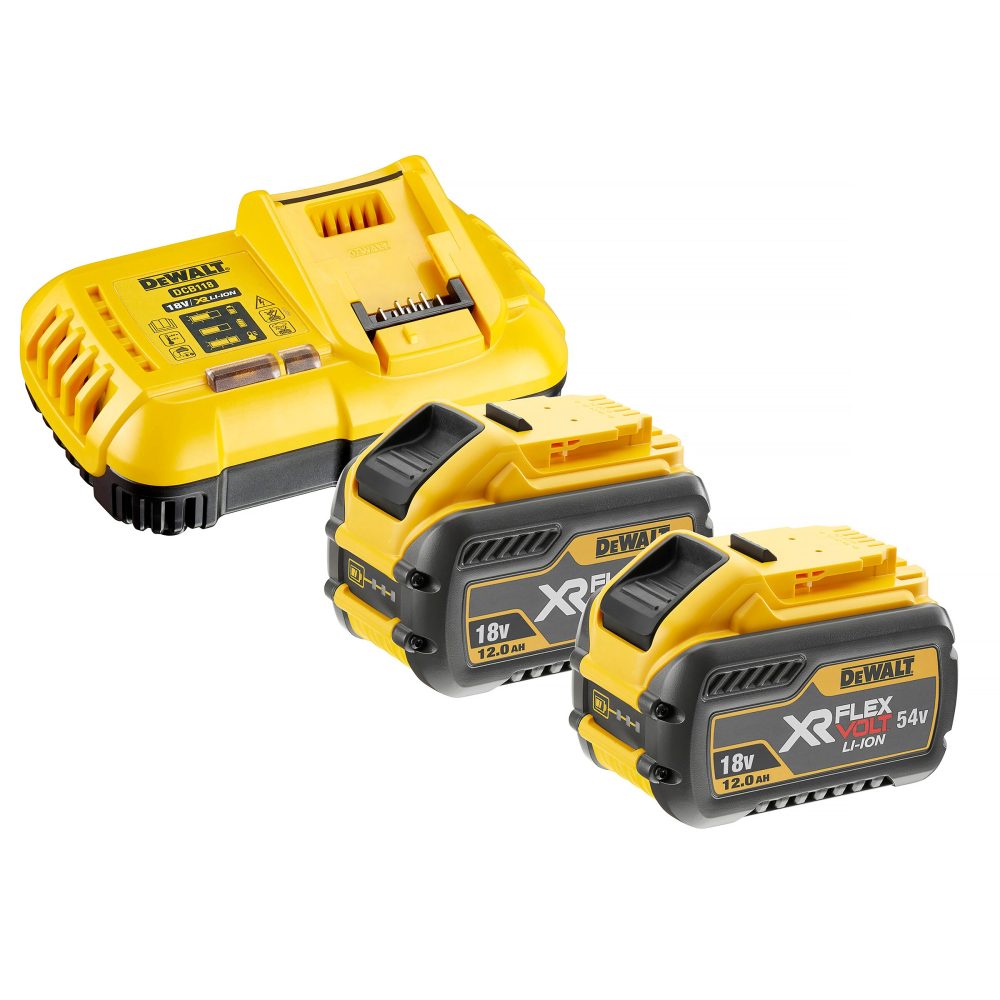 Kjøp Dewalt Batteri & lader, 2 stk 54/18 V, 12 Ah & lader DCB118, DCB118Y2T