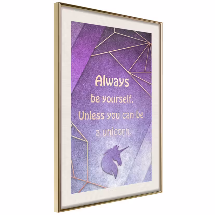 Poster Artgeist Affisch Be Yourself Guld ram med passepartout, 40x60 cm