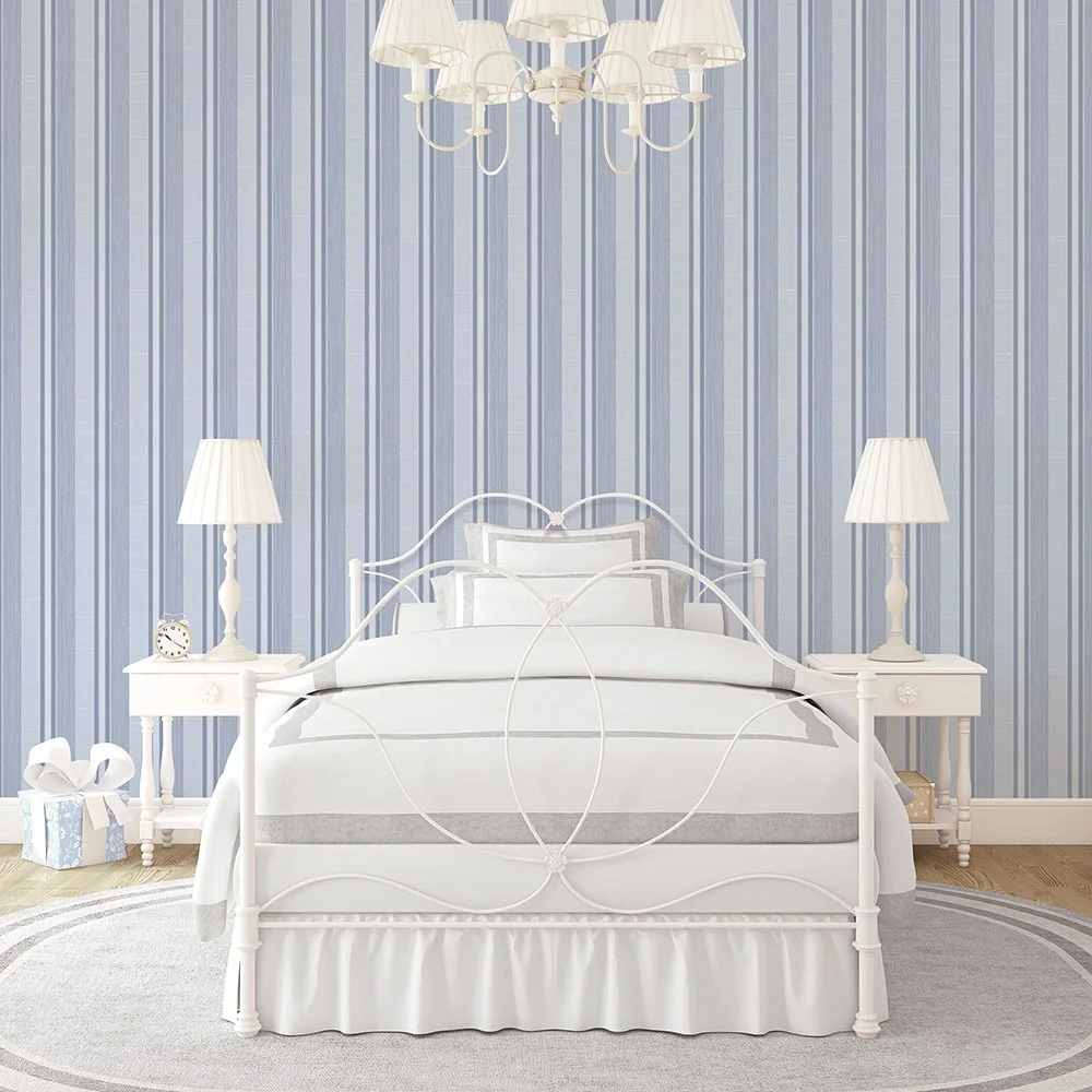 Galerie Wallcoverings Mansion II G67624 Tapet Silk Stripe Blå