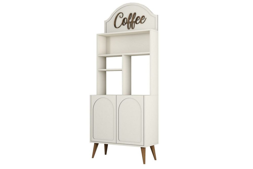 Kaffebarskåp Hazim Två Gräddfärgad / Valnöt