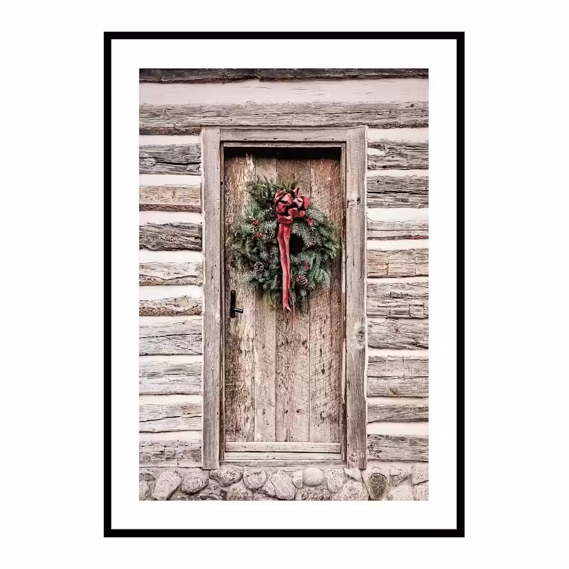 Poster Gallerix Christmas Wreath On Door Storlek: 21x30 cm