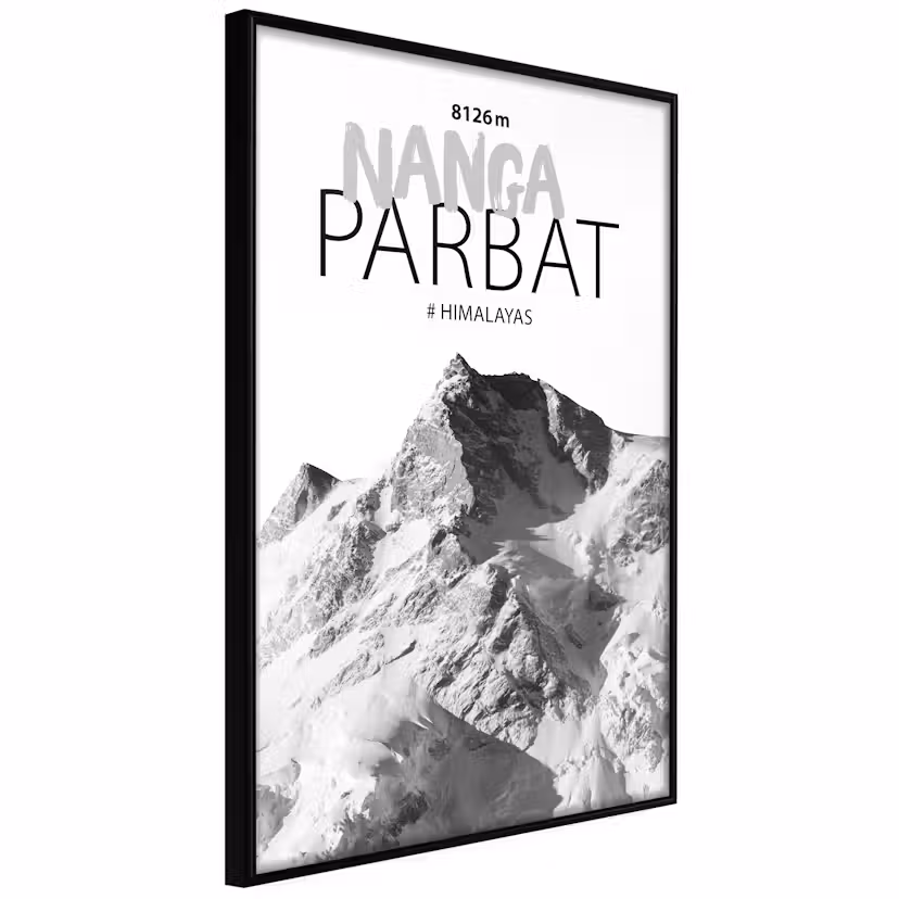 Poster Artgeist Affisch Nanga Parbat Svart ram, 40x60 cm