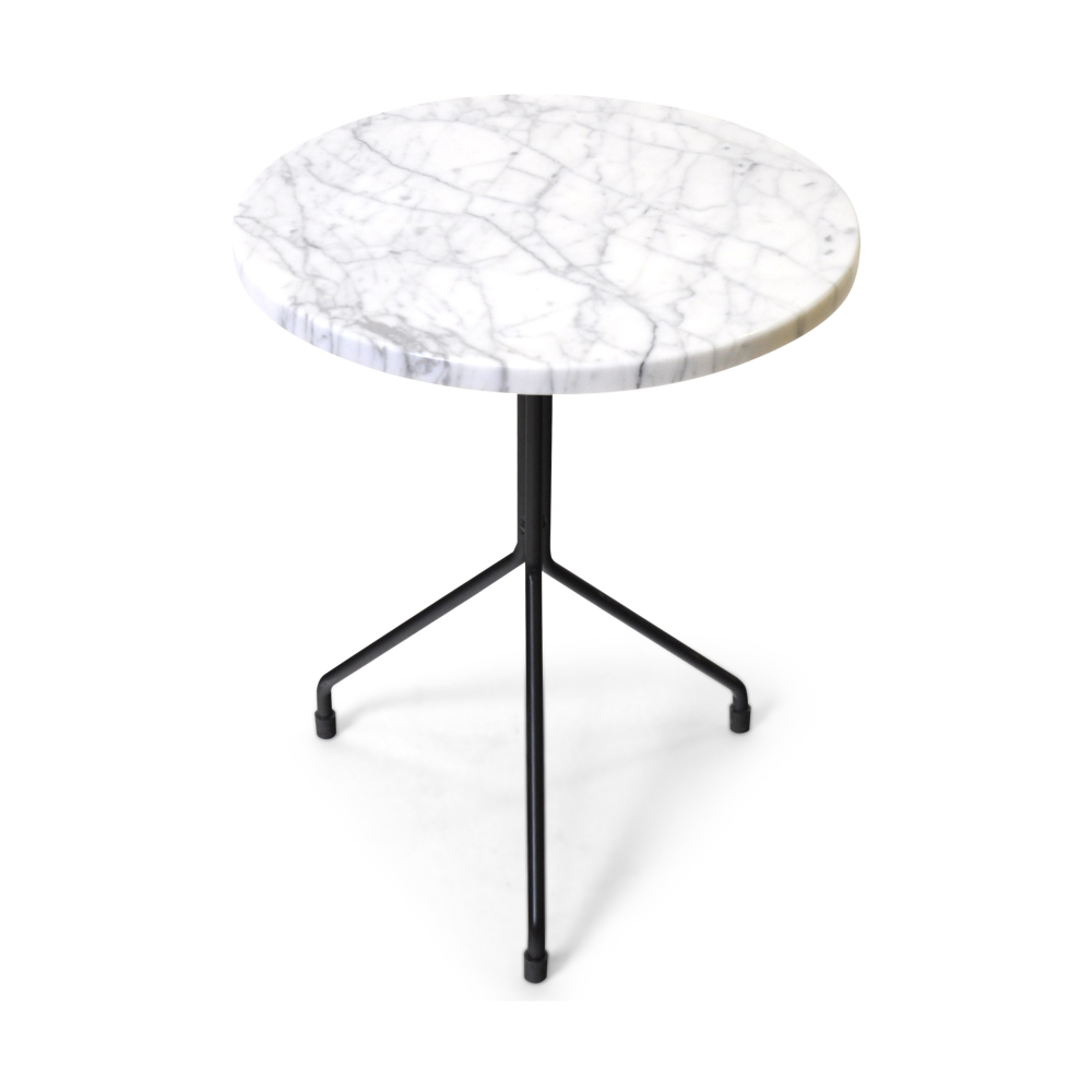 All For One sidobord, White carrara-black, Ø40 cm