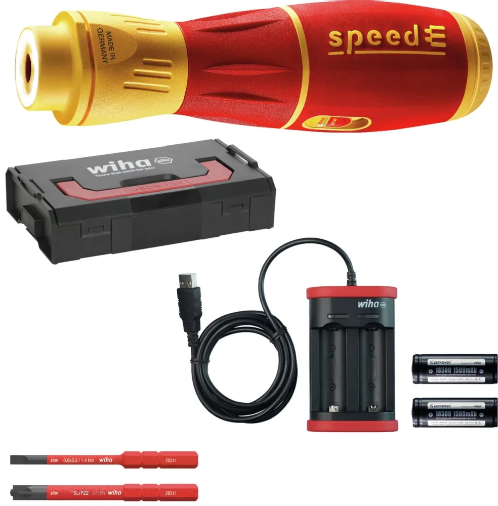Wiha SpeedE II Bitsskruvmejsel med batteri och laddare