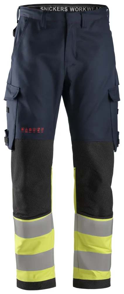 Snickers Workwear 6363 ProtecWork Arbetsbyxa varsel, gul/marinblå 46