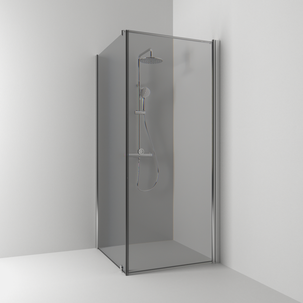 HÖRNDUSCH SVEDBERGS RAK/FAST SK HG BL/RÖ90X70, BLANK RÖK INTHT 90X198X70CM