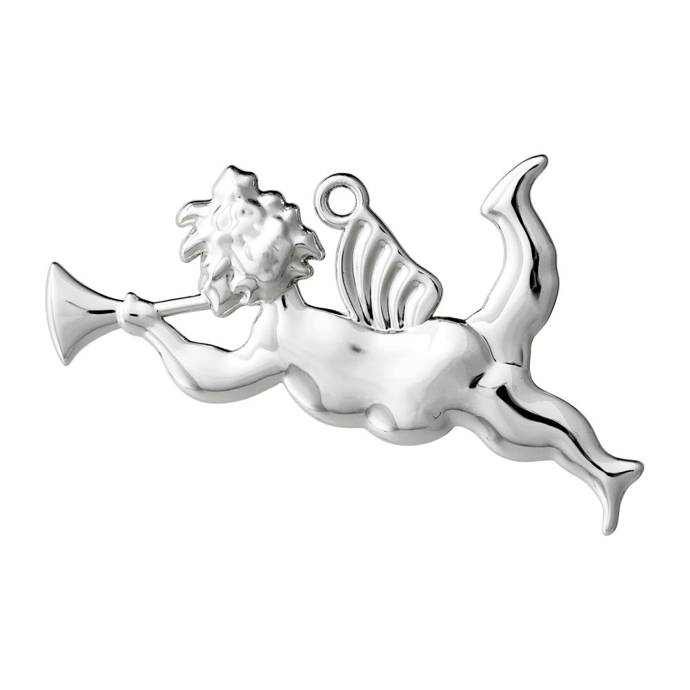 Karen Blixen trumpet ängel julhänge 6,5 cm, Försilvrad