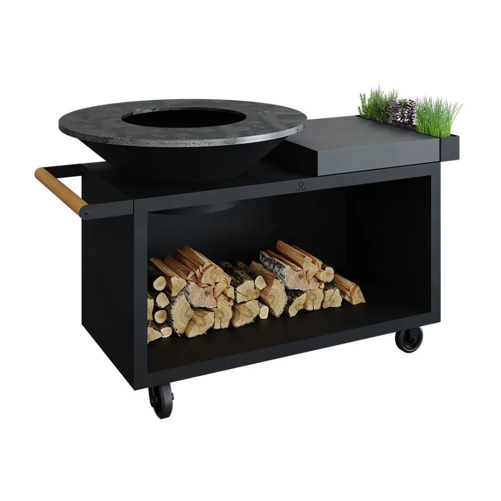 OFYR Island Black 100 PRO CD Grillbord med flaskställ Skärbräda i keramik