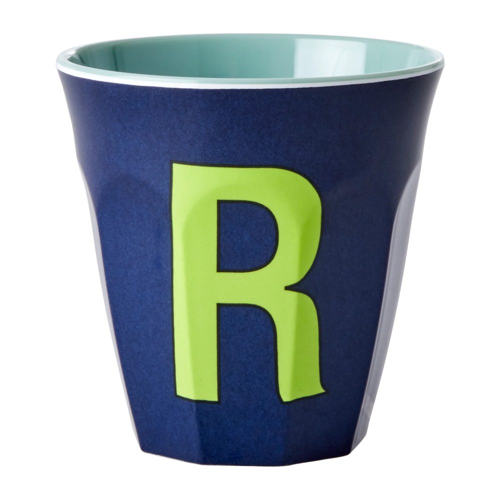 Rice melaminkopp medium bokstav R 30 cl, Dark blue