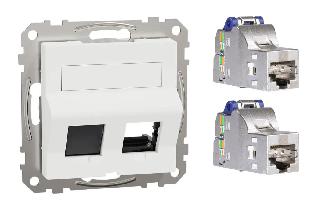 Schneider Electric Exxact Centrumplatta för datauttag, vit