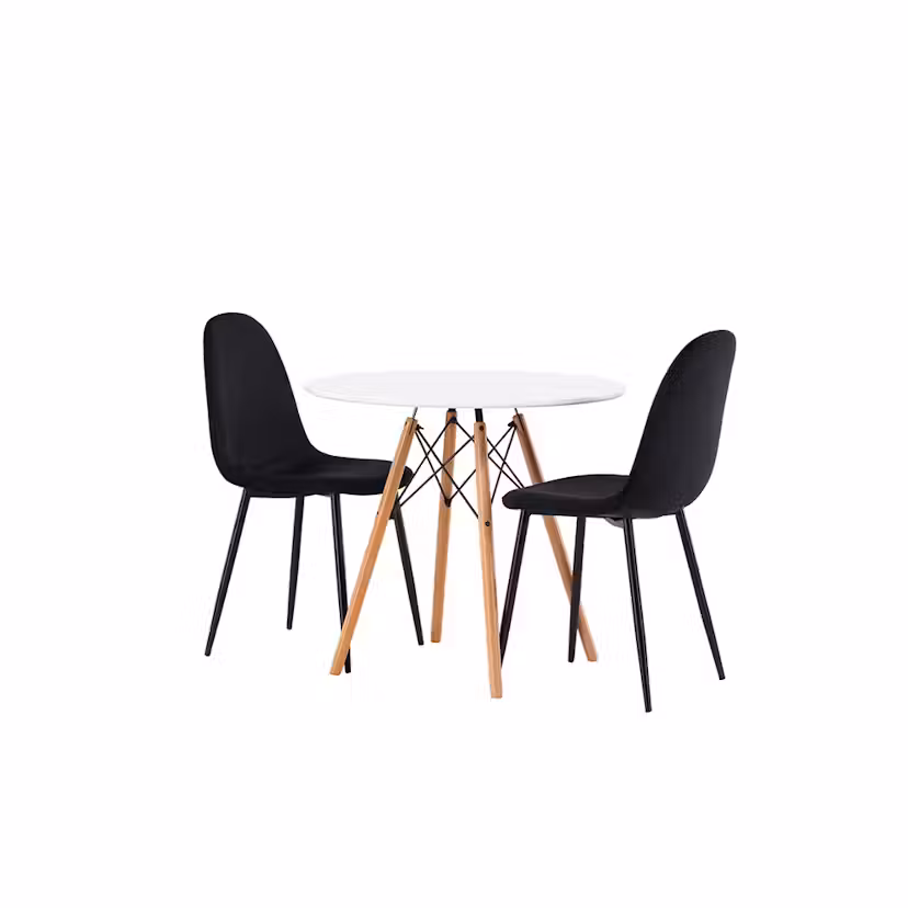 Matgrupp Venture Home Danburi Ø 60 cm med 2 Polar Sammet Stolar