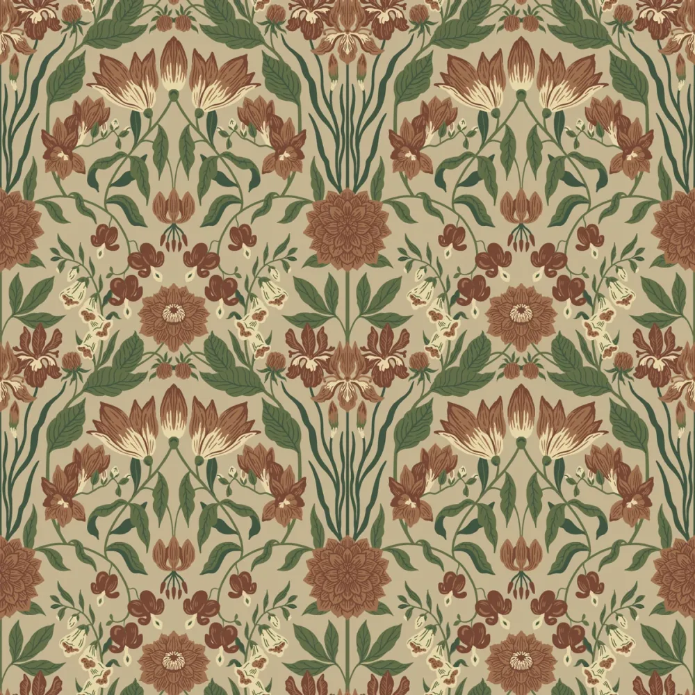 Ines Trädgården 437-02 - Blommig Beige Tapet | Stuvbutiken - Bild 2