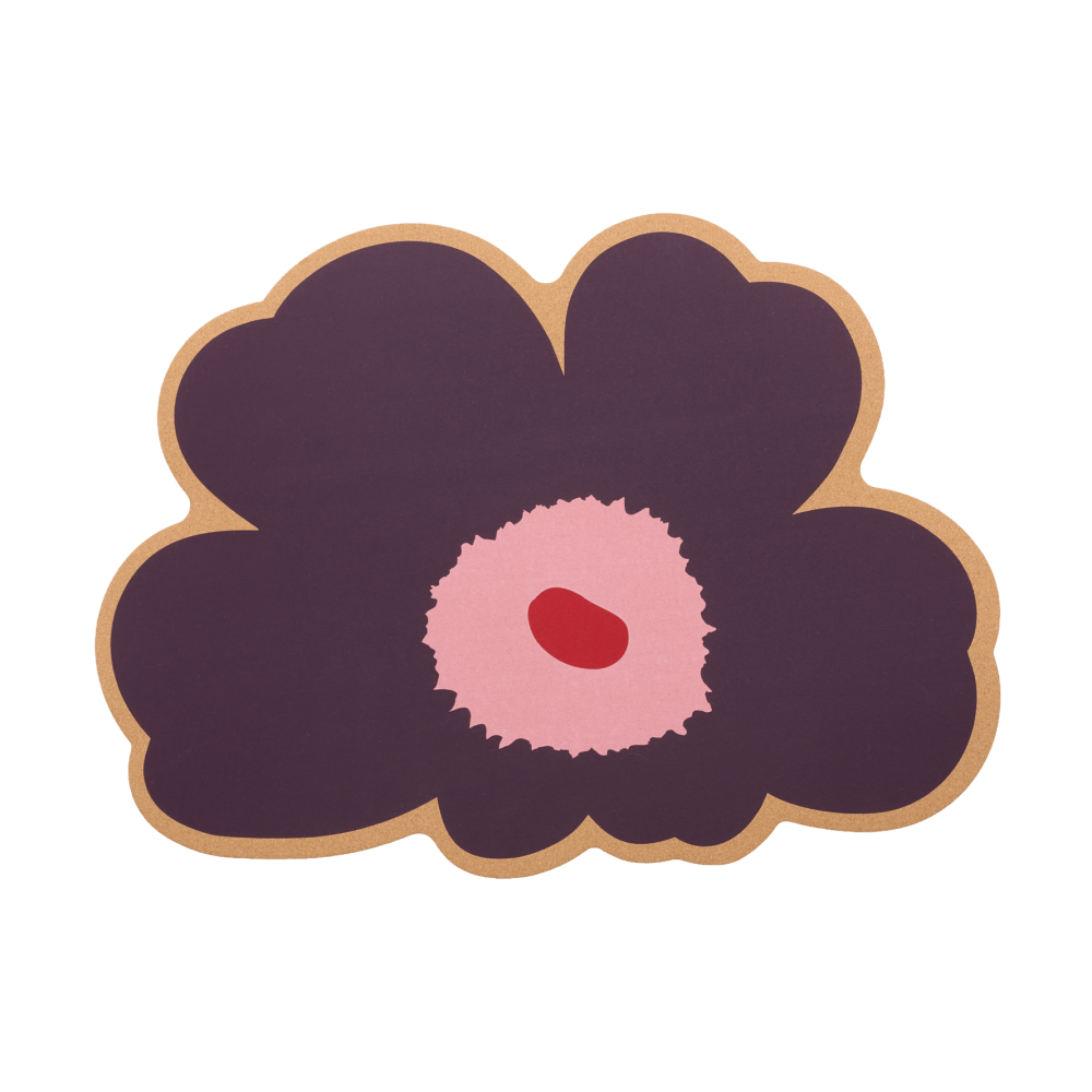 Unikko bordstablett, Cork-plum-pink-cranberry