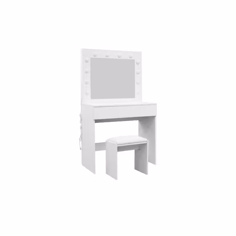 Sminkbord Scandinavian Choice Glow Komplett set med Spegel och Pall, LED-Belysning 80 cm