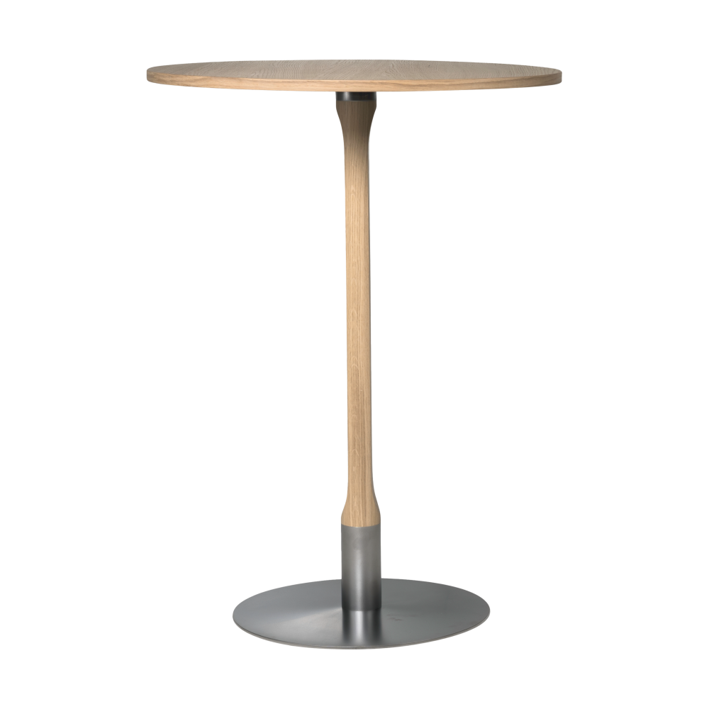 Rod barbord Ø70 cm, Vitpigmenterad mattlackad ek