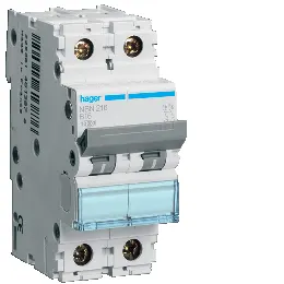 Hager MBN206 Dvärgbrytare 2-pol, 6kA, B-karakteristik 6A