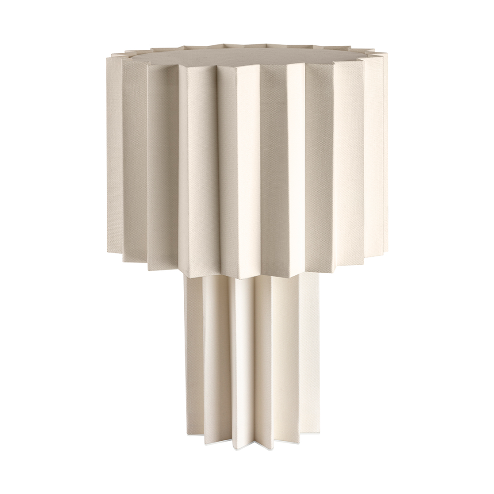 Plissé bordslampa textil, Vit