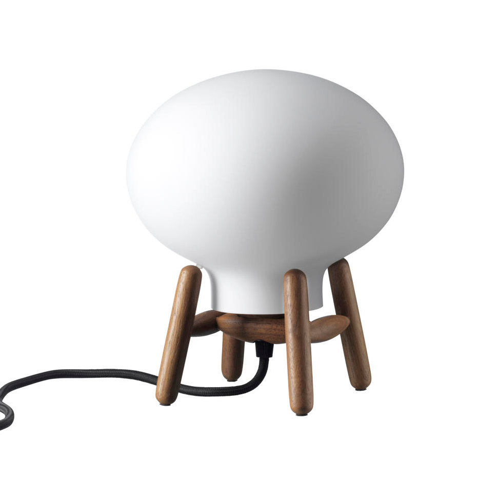 U6 Hiti Mini bordslampa, Opal glass-walnut nature lacquered