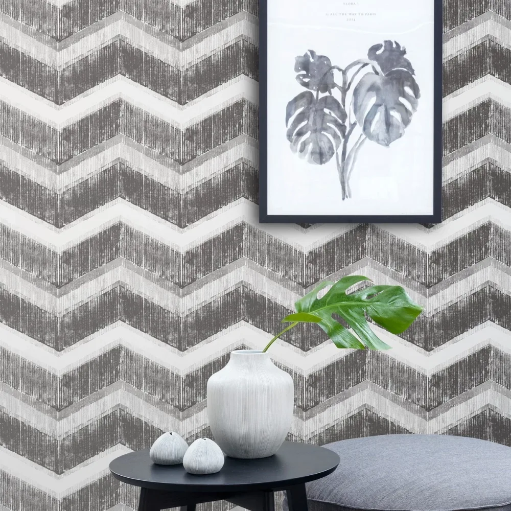 Celine Chevron Black 3801-81 Vit Tapet | Stuvbutiken - Bild 3