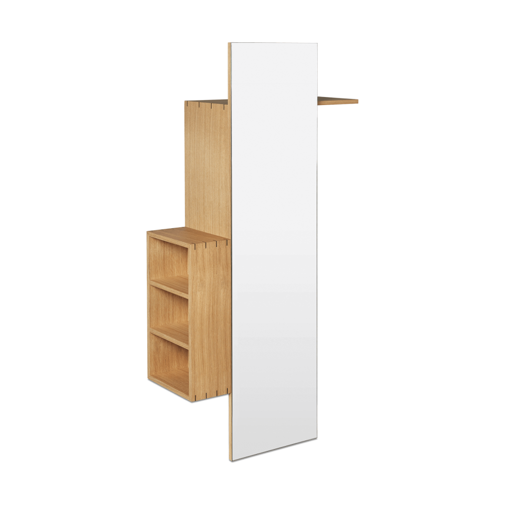 Bon hallway cabinet klädhängare med spegel, Oiled Oak