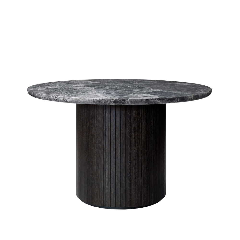 Moon matbord runt, marble grey, Ø120 cm, brun/svartbetsad fot