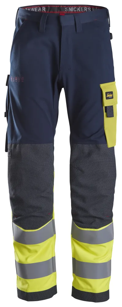 Snickers Workwear 6376 ProtecWork Arbetsbyxa marinblå/varsel, gul C50