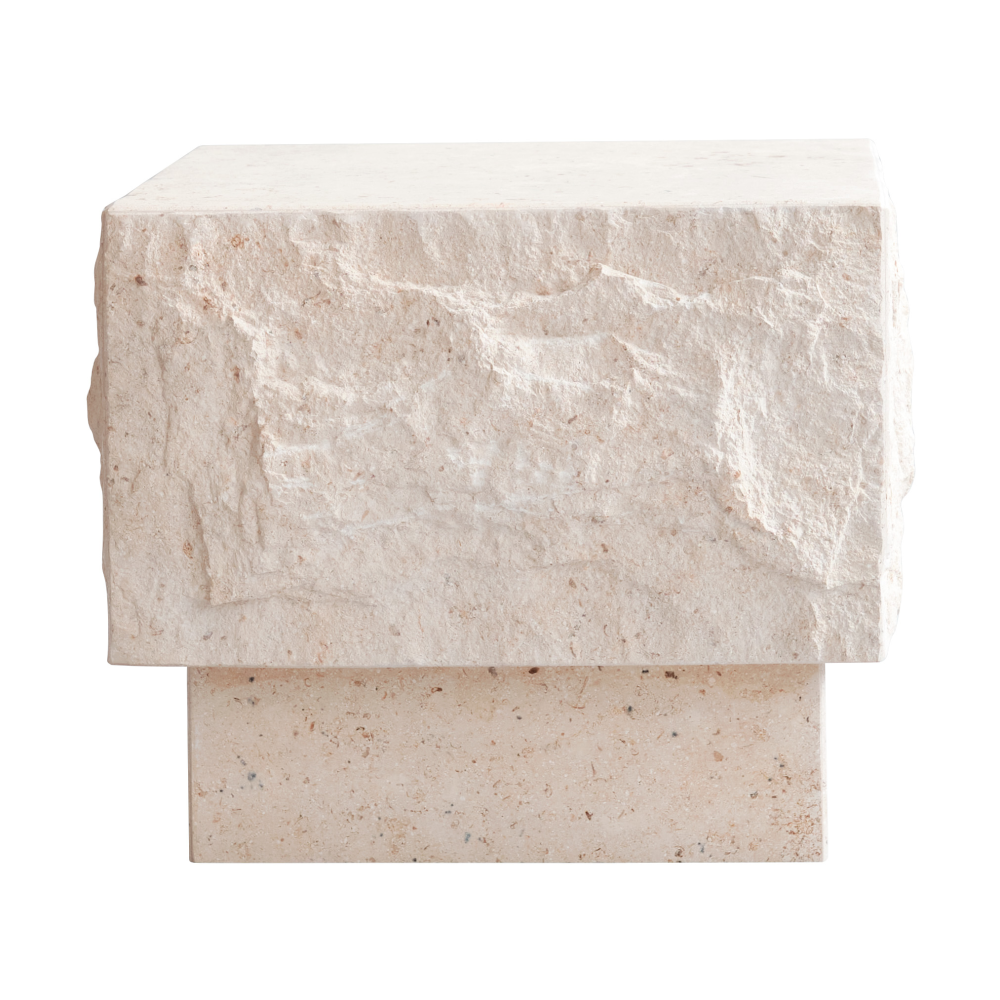 Temple sidobord low 42x40 cm, Limestone