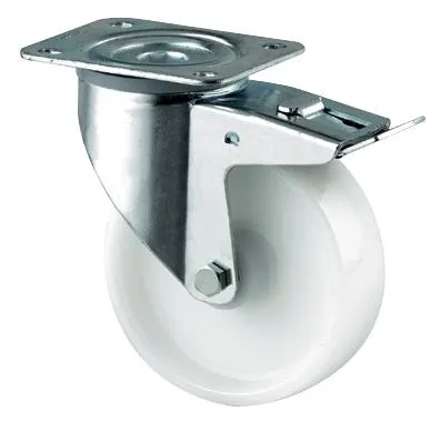 Tente 3477POR100P62 Länkhjul nylon, vit, platta 105x85 mm 100 mm