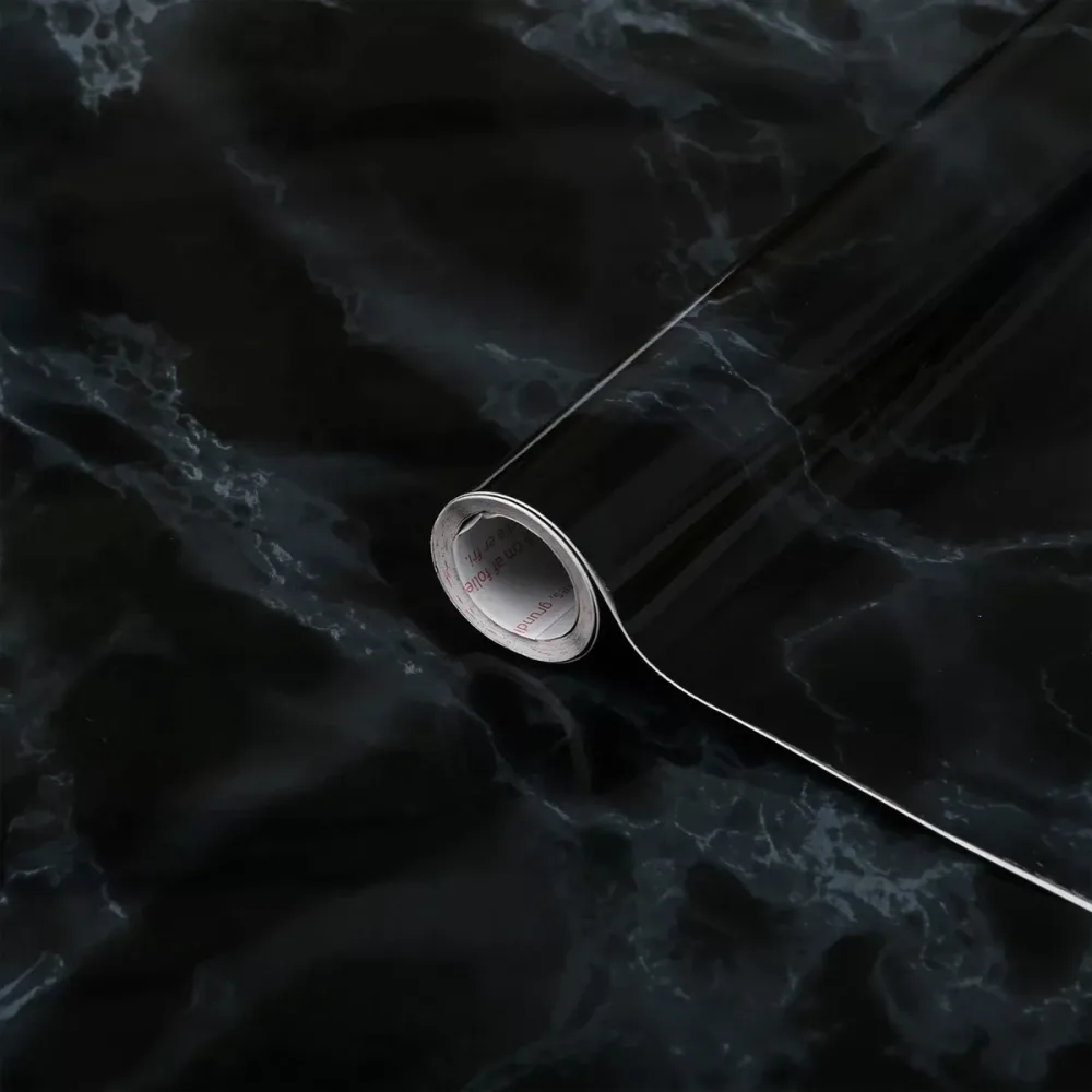 Dekorplast Marble Black 67.5cm x 2m, Svart
