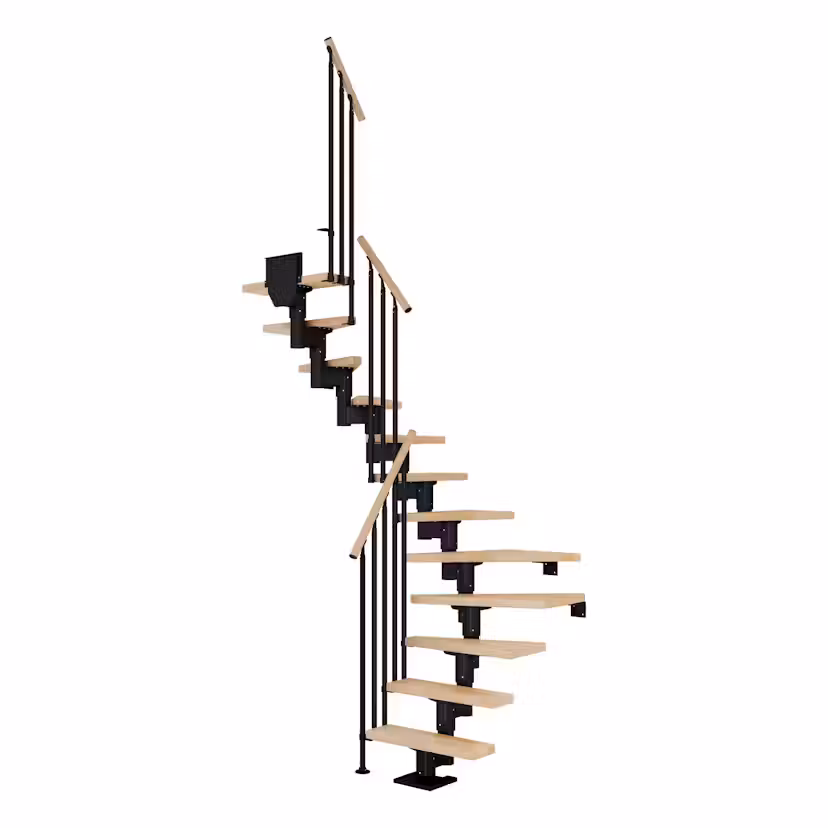 Spartrappa Dolle Dublin Bok Steg 1/2 Svängd Classic III Räcke Svart, LxB: 1680x610 mm
